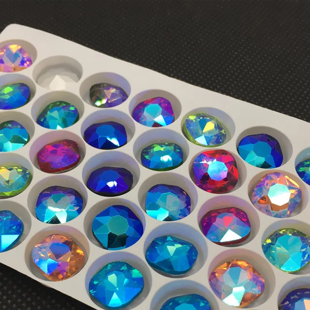 Красный фиолетовый... цвета AB Кристалл 12 ММ жир квадратный Стразы конусные
