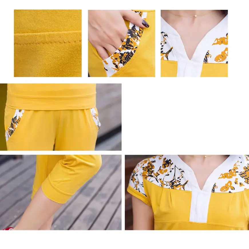 Женский костюм-двойка ZYFPGS летний облегающий спортивный костюм с принтом для