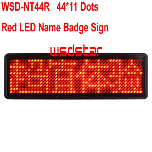 WSD NT44R красный цвет прокрутка сообщения светодиодный значок имени 44x11 точек