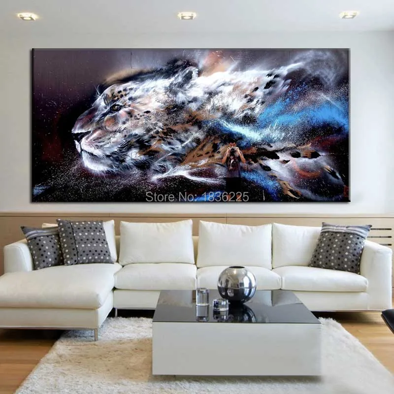Ручная роспись искусство на холсте большие животные настенные картины для