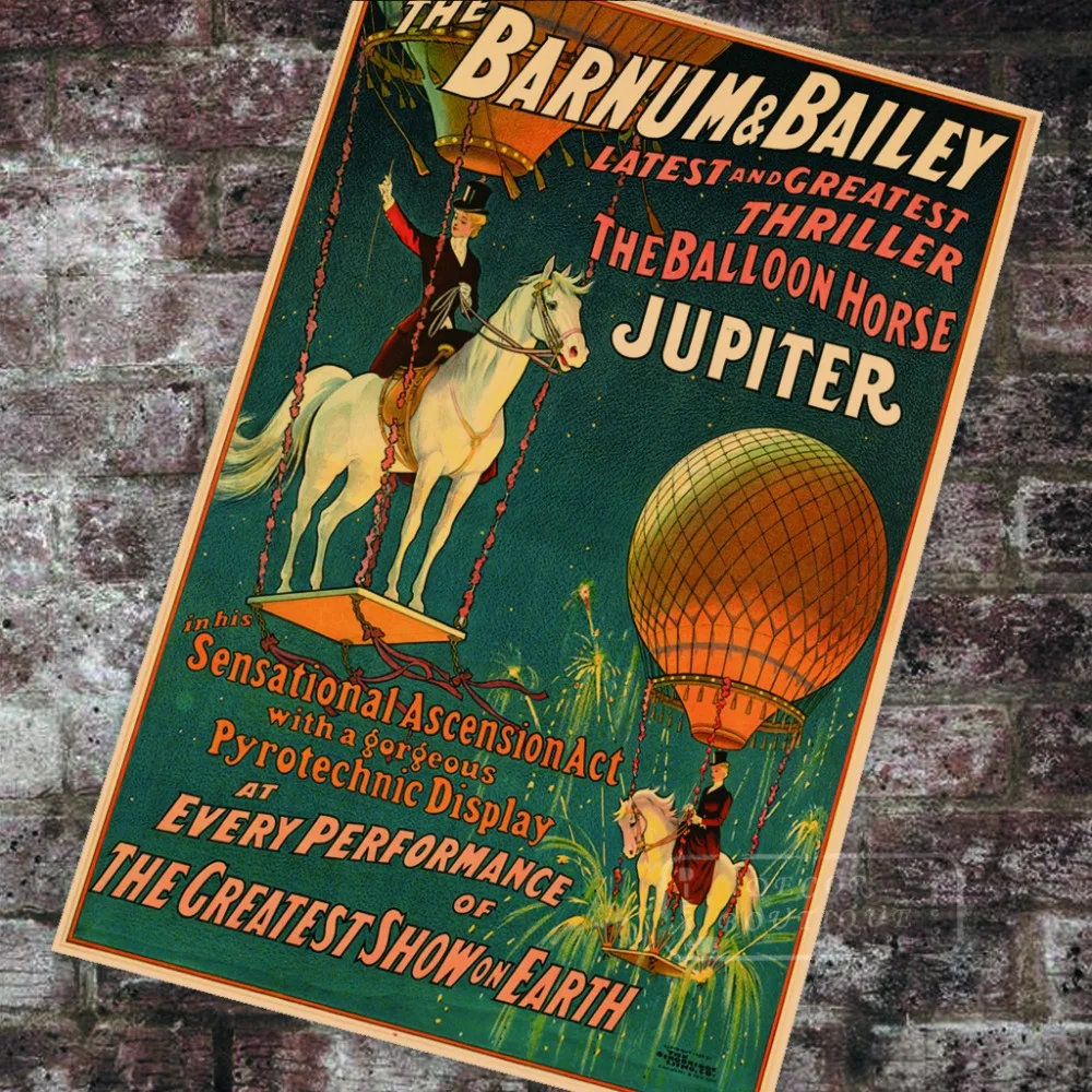 Американский винтажный цирк плакат шар лошадь Юпитер классические картины на