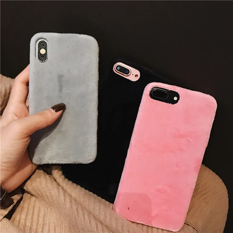 Простой жесткий чехол из поликарбоната с ворсом для iPhone 6 6s 7 8 Plus X Xr Xs Max Coer Etui
