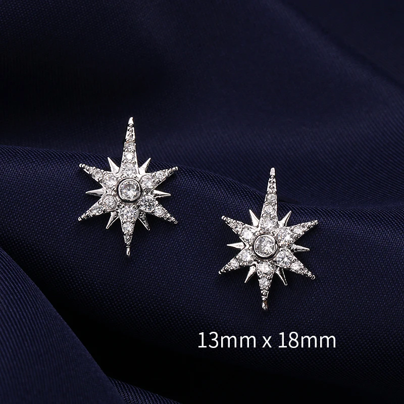 WEIMANJINGDIAN марки Cubic Zirconia фианит, циркон, кристалл Starburst, серьги со шпилькой, для Для женщин в серебристом цвете Цвета
