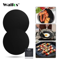 walfos 2pcs reuseable non stick mat pan fry liner sheet cooking wok sheet pad kitchen bbq baking mats cooking tool round