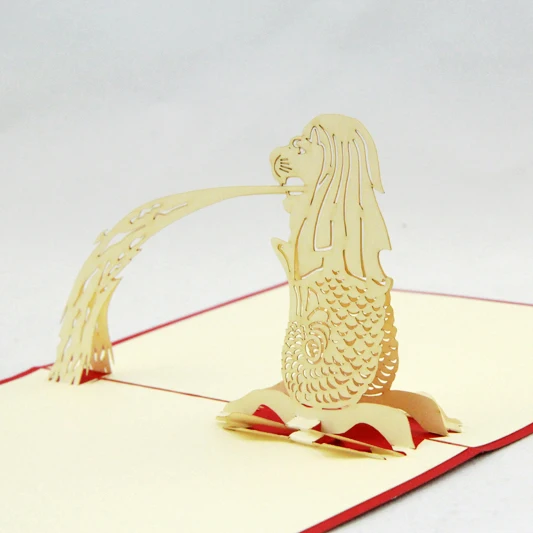 Сувенирная открытка Singapore Merlion/3D выдвижная карта kirigami/открытки ручной работы