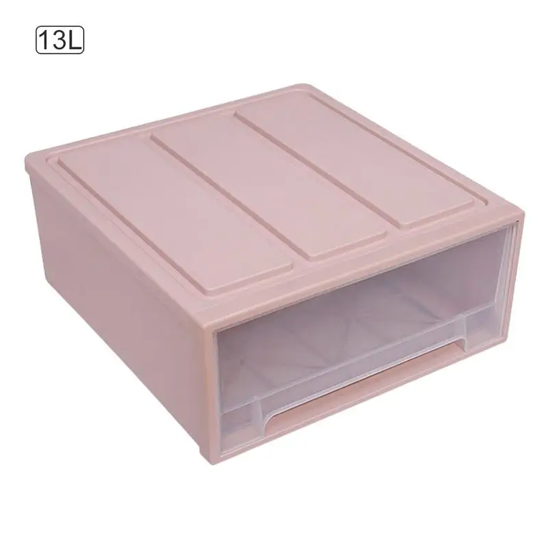 Pink 13L Ящик для шкафчика, пластиковая коробка для хранения, органайзер для одежды, пылезащитный шкаф для хранения ящиков, органайзер для спальни, украшение дома - Цвет: Pink 13L