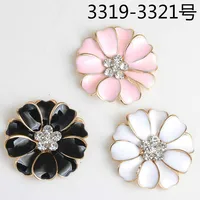 Wholesale 50Pcs 32mm Pink/Black/White Color Cut Crystal Flower Charms Alloy Ornament Accessories Necklace Bracelet Charm