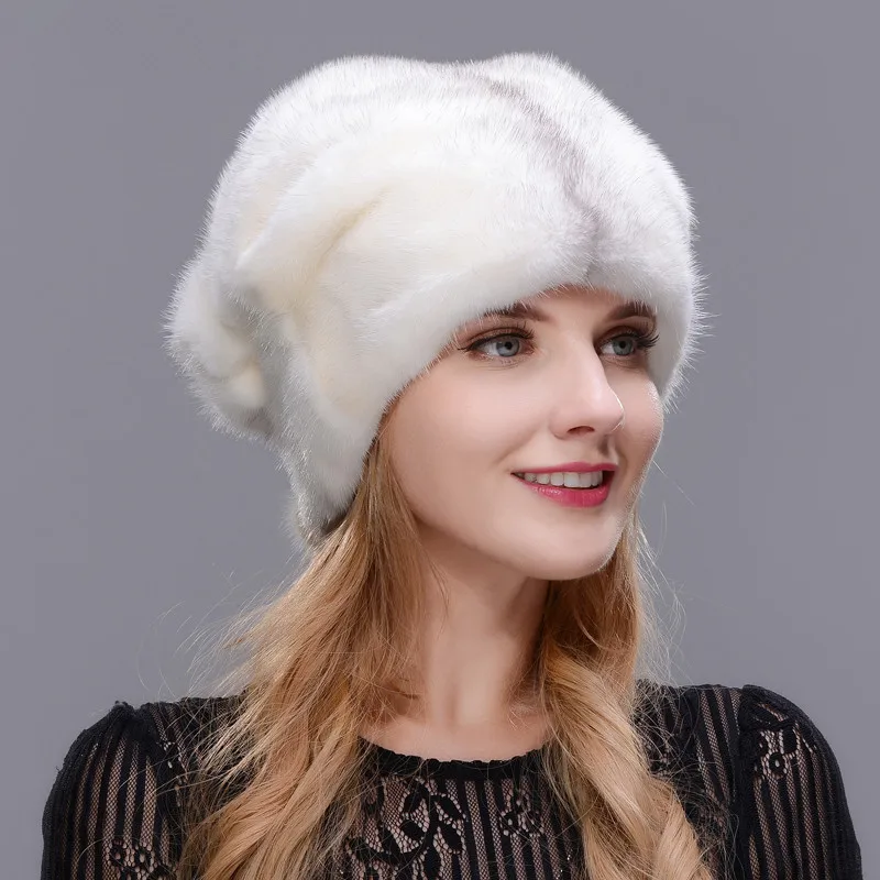 

Winter Women's Fur Hat Winter Natural Real Mink Board Outdoor Warm Fur Hat High Quality Fashion Hat Free To Adjust The Size