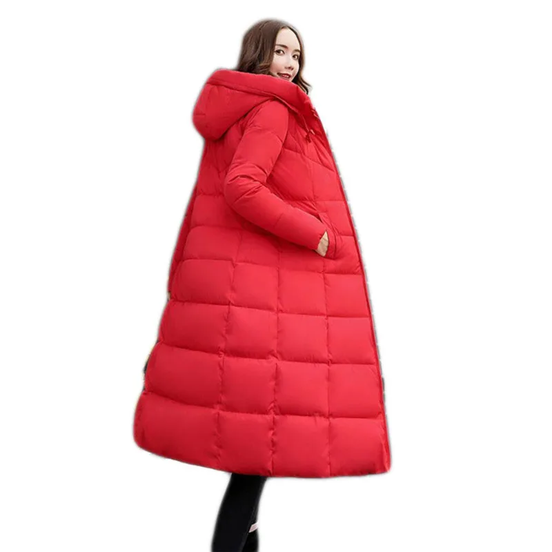 Женская зимняя куртка с капюшоном длинная теплая парка хлопковой подкладкой B373 |