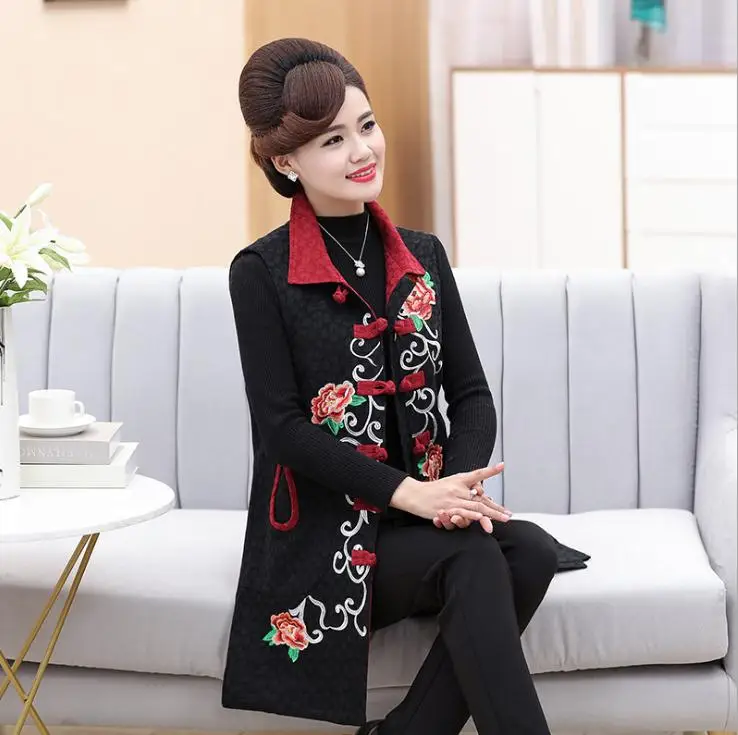 Женский Стильный Длинный жилет с вышивкой в китайском стиле|long vest coat|vest coatlong |
