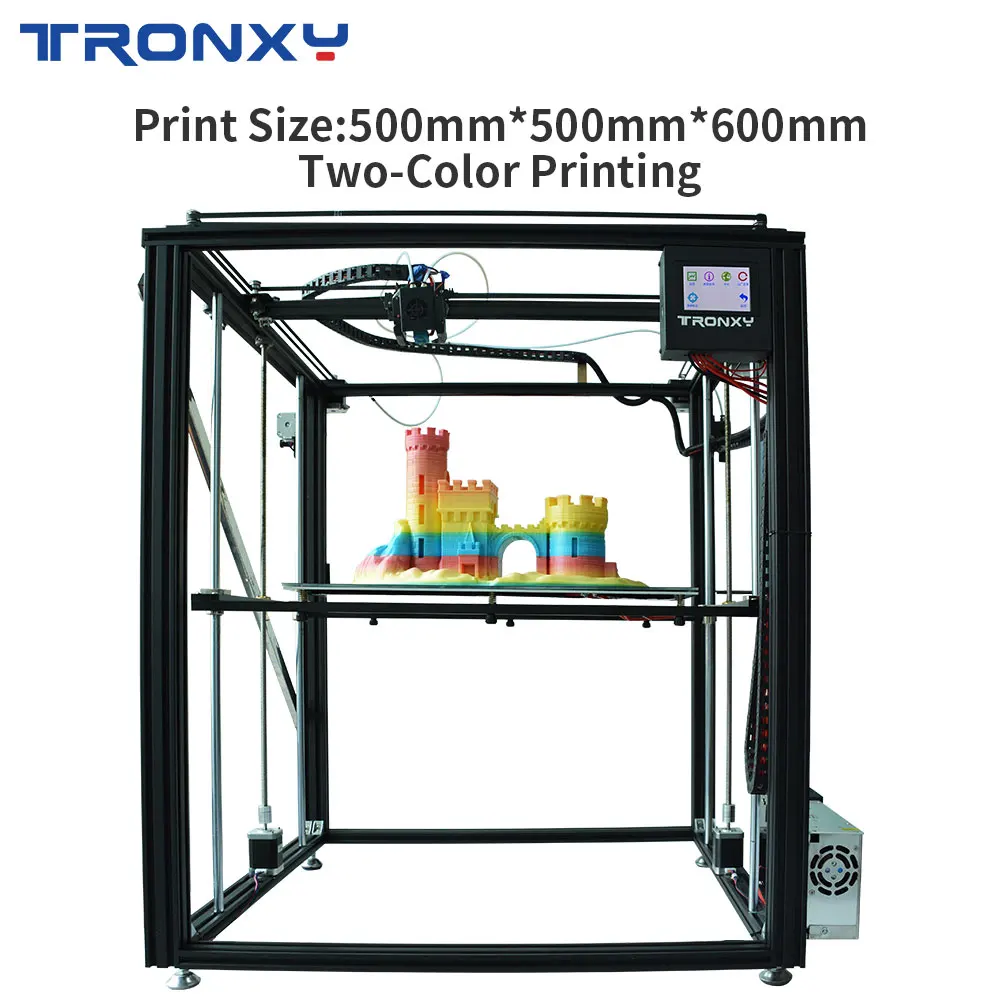 

2021 Newest Tronxy X5SA-500-2E Larger 3D Printer 2 In 1 Out Double Color Extruder Cyclops Single Head With Auto Leveling Sensor