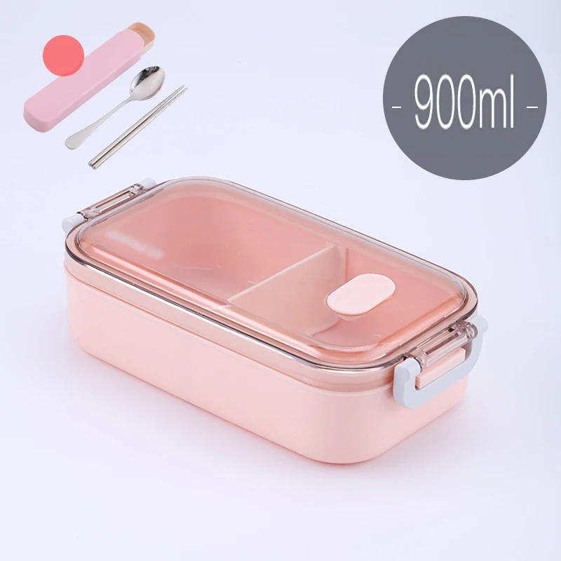 1 layer Pink Микроволновая печь герметичный Ланч-бокс пластик нержавеющая сталь японский стиль портативный пищевой контейнер с отделениями Бенто-бокс для пикника набор - Цвет: 1 layer Pink