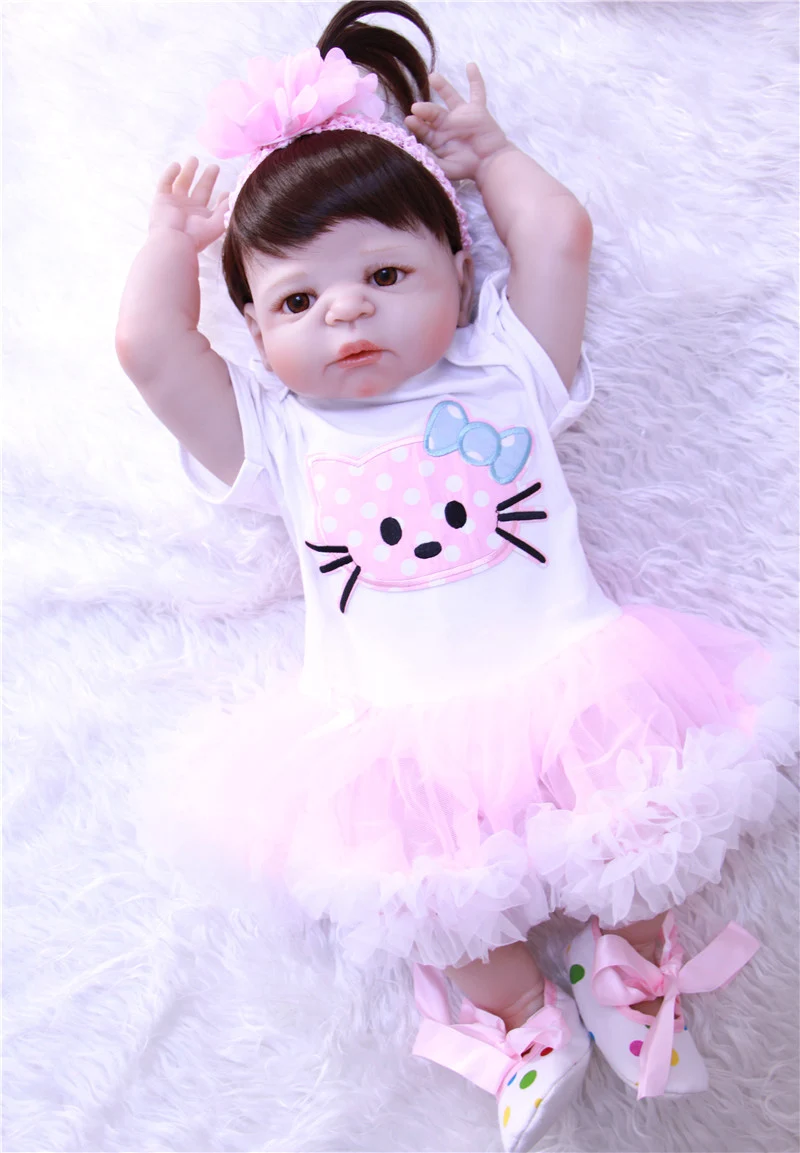 57 см реалистичные силиконовые Reborn Baby Menina Alive 23 ''полный винил тела мода bonecas