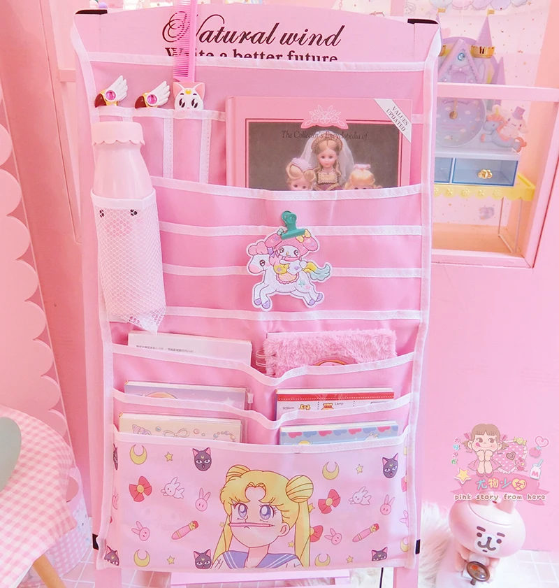 Мультфильм Сейлор Мун hello kitty My Melody Cinnamoroll пудинг собака косметички настенные подвесные сумки для книг сумки для хранения косметики для девочек