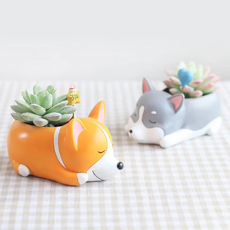 NewestPuppy полимерный горшок для суккулентов корги мини цветов Настольный Jardin бонсай