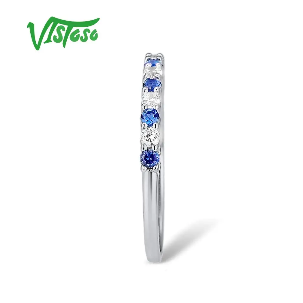 VISTOSO серебряное кольцо для женщин сверкающая синяя шпинель Подлинная 100%