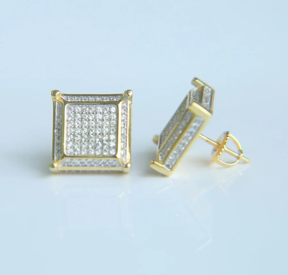 2017 популярные красивые мужские серебряные квадратные сережки с винтовой спинкой