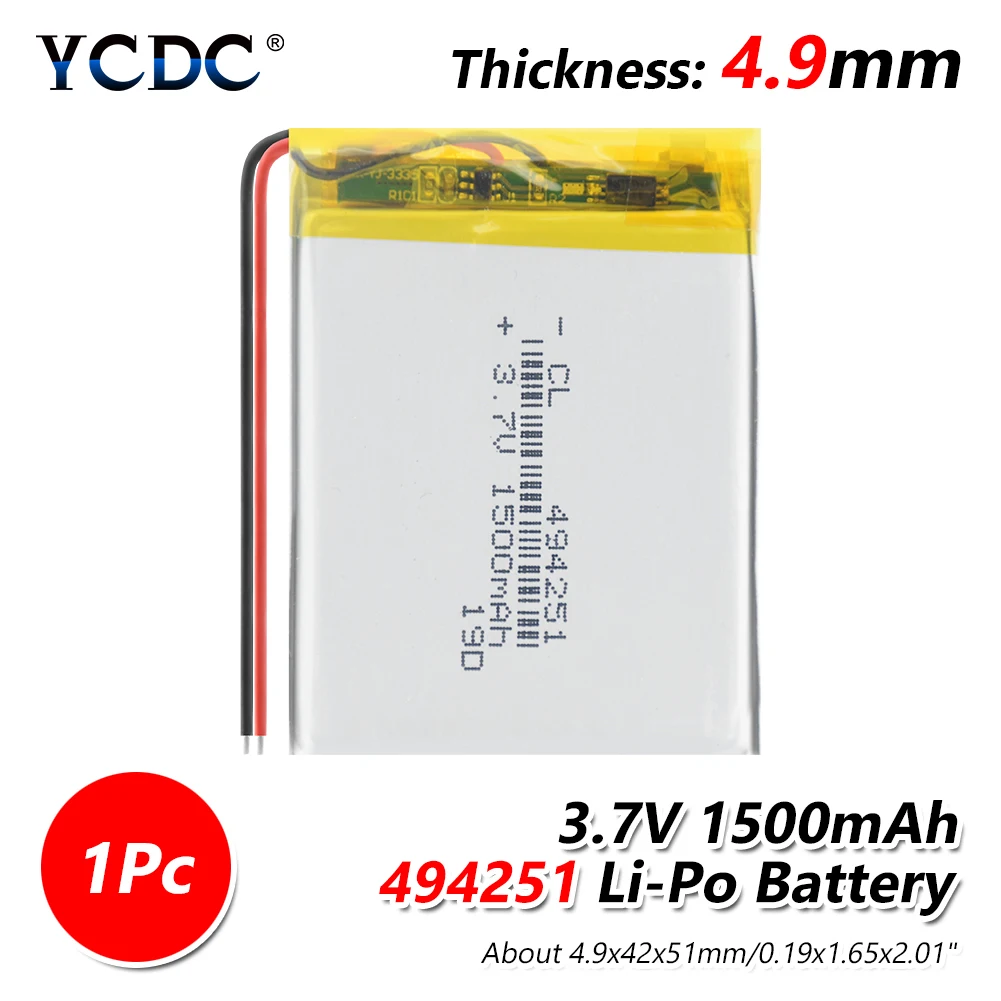 1 PCS 494251 3,7 V 1500mAh литий-полимерный литий-ионный аккумулятор для Q50 G700S K92 G36 Y3 Детские умные часы mp3 Bluetooth гарнитура - Цвет: 1 PCS