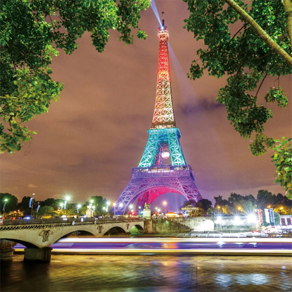 

Laeacco Эйфелева башня Париж ночной сценический фон для фотосъемки Индивидуальные цифровые фотографические фоны для фотостудии