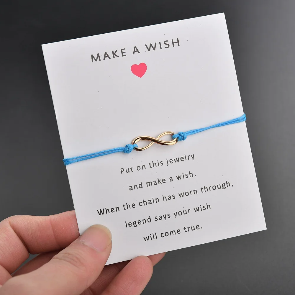 Женский Регулируемый браслет с надписью Make A Wish card простой элегантный 7 видов