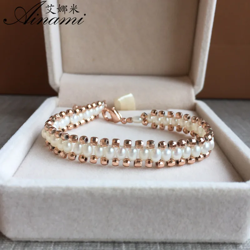 [Ainami] браслет из пресноводного культивированного жемчуга Свадебные украшения