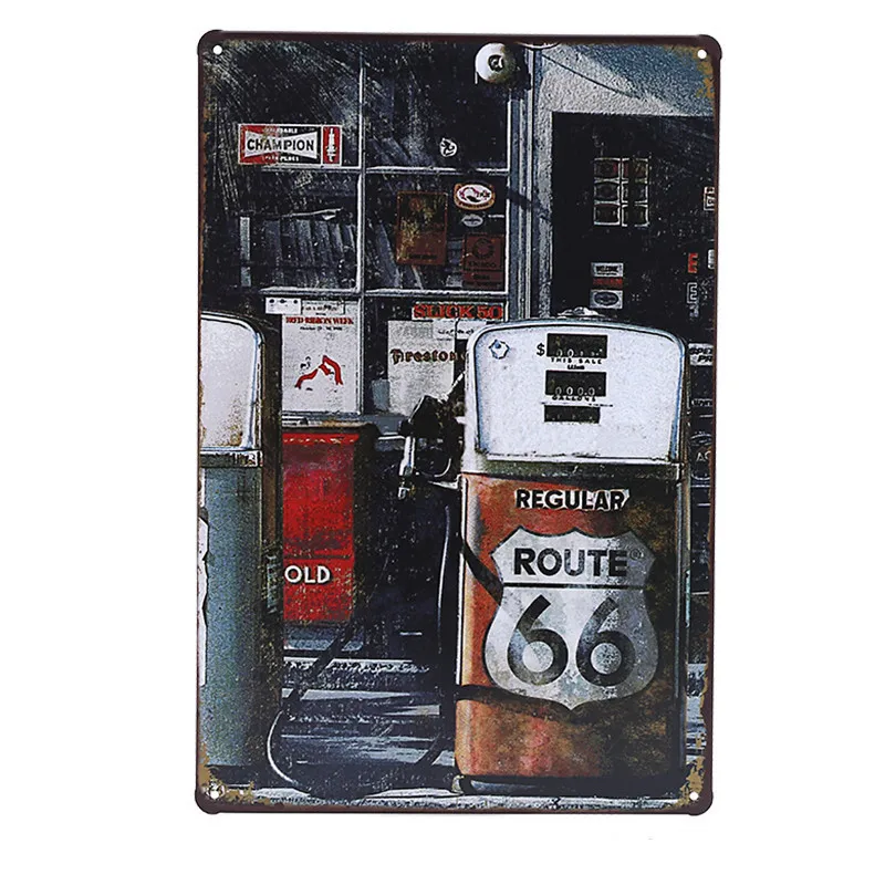 Винтажные металлические знаки Route 66 автозаправочная станция автомобиль нефть