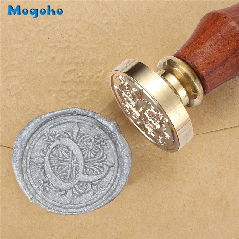 Mogoko 1x винтажная деревянная ручка Ирисы буквы Алфавит воск значок печать воск 26 букв A-Z Скрапбукинг Декор