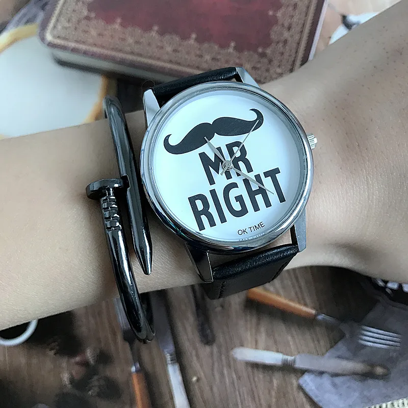 2017 новое поступление оригинальные дизайнерские часы MR RIGHT & MRS для студентов