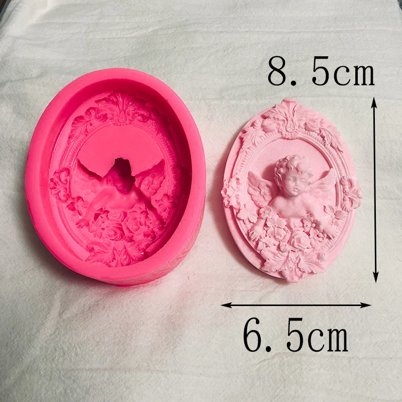 Vintage Embossed Rose Angel Silicone Mold Essential Oil Extended Aroma Gypsum Frame Angel Cupid Soap Cement Concrete Decor mold