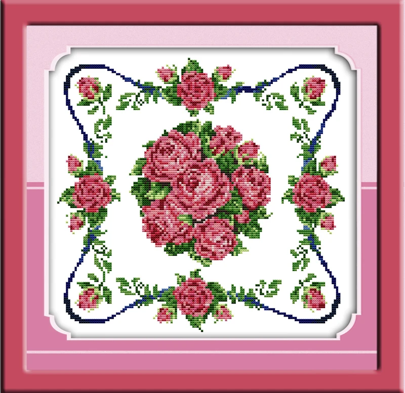 

Spherical red rose cross stitch kit flower 18ct 14ct 11ct count printed canvas stitching embroidery DIY handmade needlework