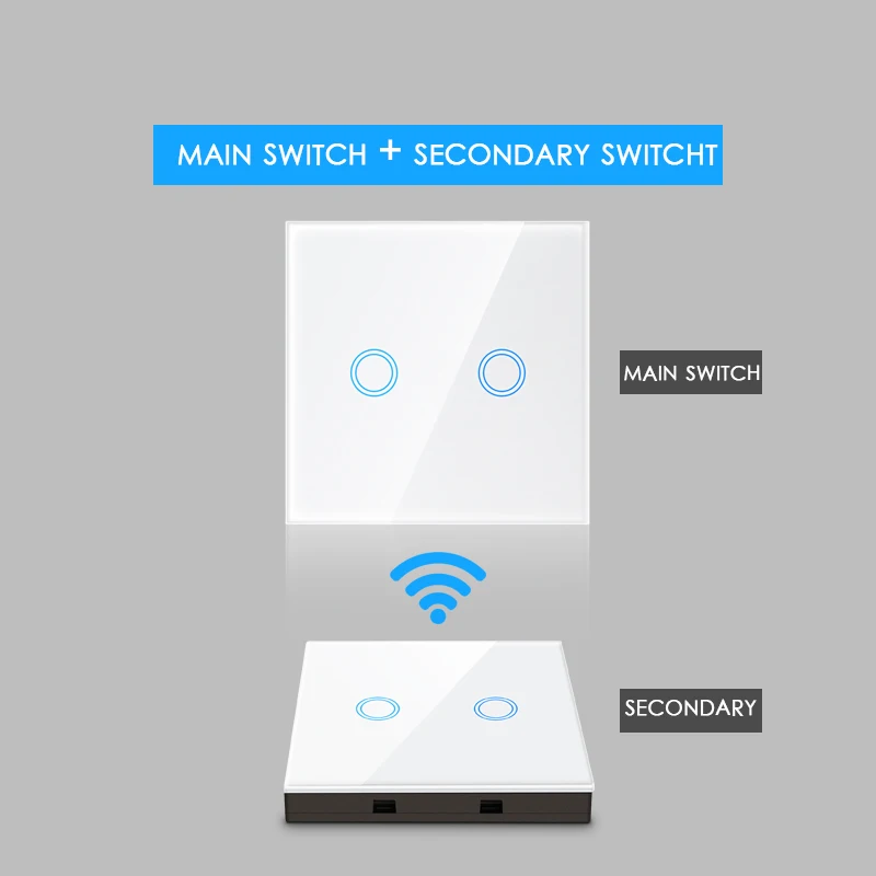 main and deputy Сенсорный переключатель Wi Fi пульт дистанционного управления умный светильник переключатель Панель настенный прерыватель 1/2/3 off white настенный выключатель ЕС Стандартный работы - Цвет: main and deputy