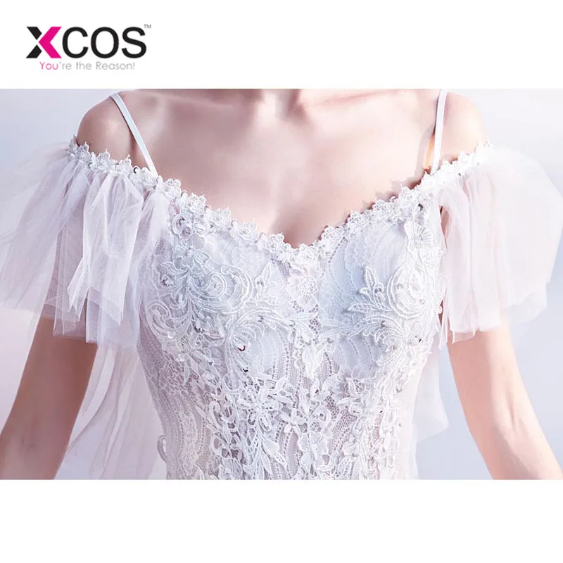 XCOS сексуальное Белое свадебное платье-Русалка 2018 настоящая цена кружевное