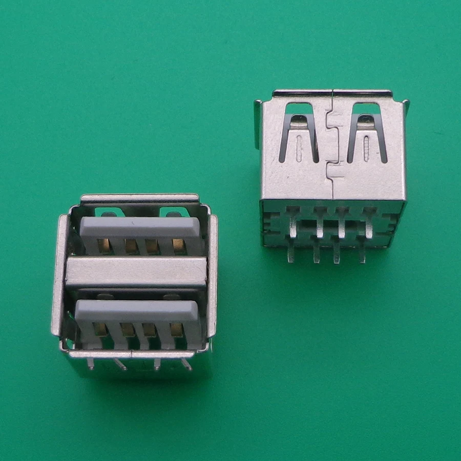 1X Double USB Short body type Jack A female 180 degree DIP Vertical Connector socket charging port plug usb 2.0 white 8P | Обустройство