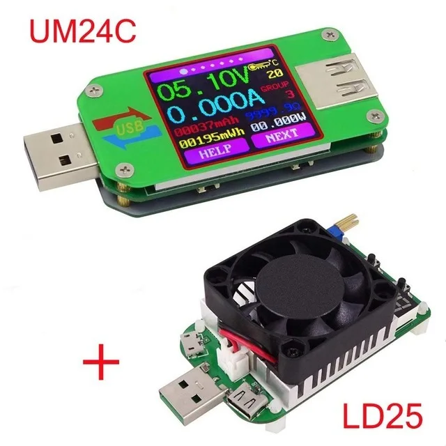 um24c ld25 Вольтметр Амперметр Для App Usb 2,0 ЖК-дисплей батарея зарядное напряжение измеритель тока мультиметр кабель измерительный тестер - Цвет: um24c ld25