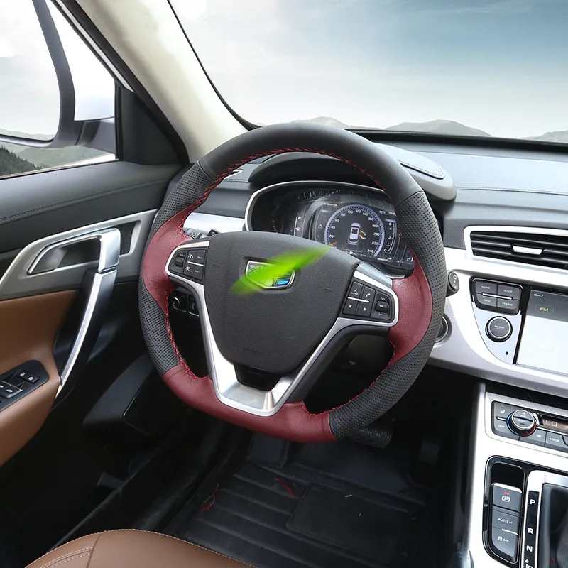 Чехол на руль кожаный чехол ручной работы автомобильные аксессуары для Geely Atlas