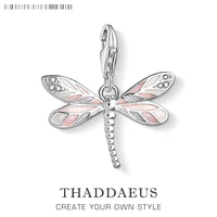 dragonfly pink charms pendant europe diy jewelry findings accessories 925 sterling silver fashion jewelry gift for women girl