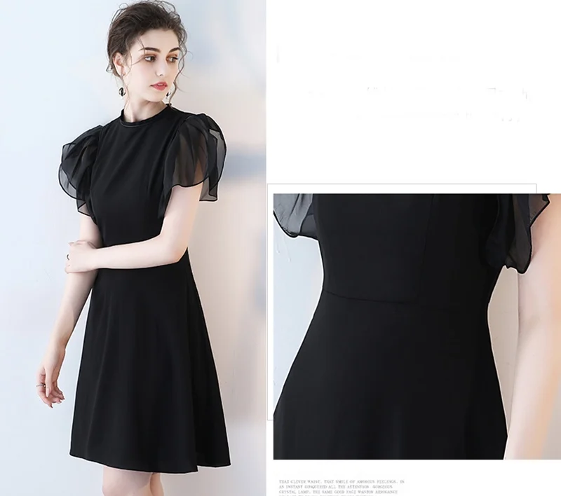 Короткое вечернее платье для женщин, элегантное черное платье, Vestido Soiree, летние Коктейльные платья, вечерние платья TS665