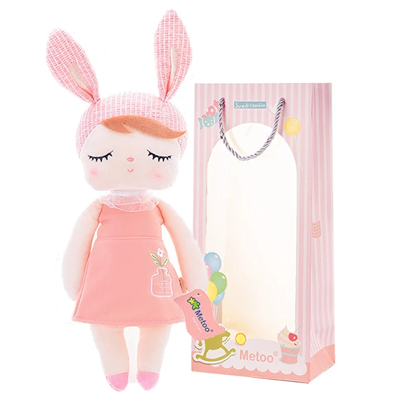 New Orange Metoo Плюшевые игрушки Анжела куклы с коробкой Dreaming Girl одежда шаблон юбка плюшевый кролик мягкие Подарочные игрушки для детей - Цвет: New Orange