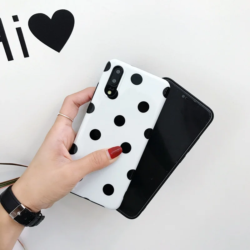 Fashion Polka Dots Case For Huawei P30 Pro P20 Lite Mate 20 Honor 10 V20 Nova 3i 3 4 P Smart Plus Black White Soft TPU Cover |