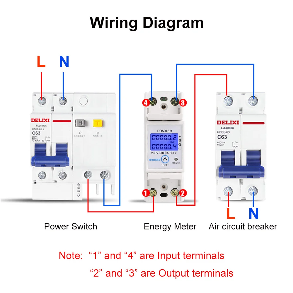 Din-рейка 5-80A 230V AC 50Hz однофазный ваттметр Потребляемая мощность ватт счетчик электроэнергии кВт-ч с функцией сброса