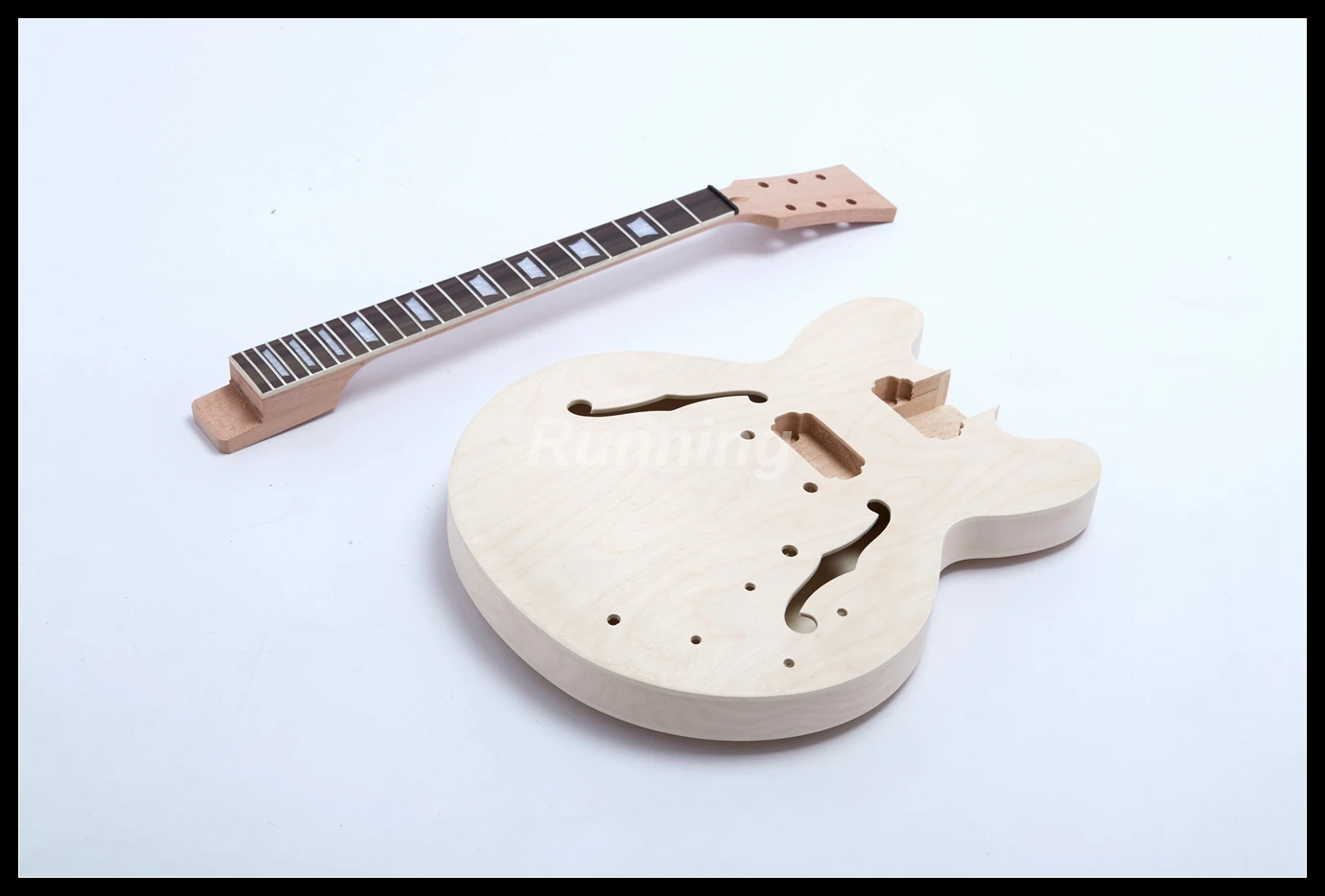 High Quality Unfinished Guitar DIY Electric Guitar Guitar Kit Flat Maple Top Semi Hollow body