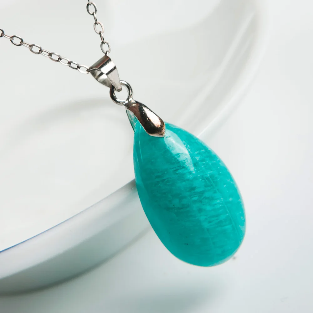 

Excellent Natural Green Amazonite Water Drop Gemstone Mozambique Pendant 28x17x7mm Woman Lady Gift Crystal Healing Pendant AAAAA