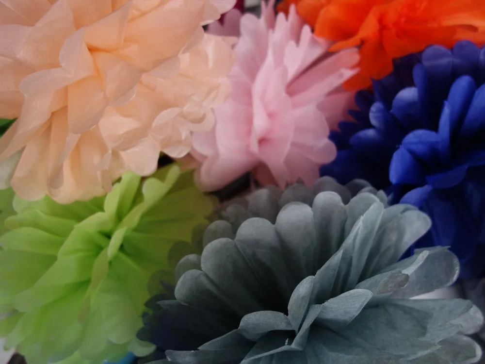 4 &quot6&quot 8 &quot(10 см 15 20 см) 30 шт./лот папиросная бумага Pom Poms разноцветные цветочные