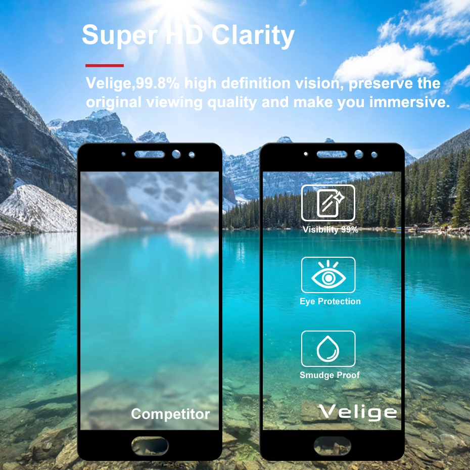 Velige полное покрытие из закаленного стекла для Meizu Pro 7 Plus Pro7 защита экрана