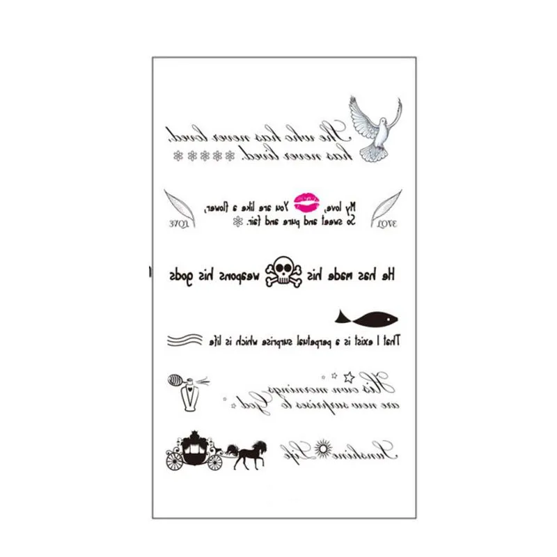 AddFavor 5 шт. буквы голубь губы Череп рыба карета водонепроницаемые наклейки на тело