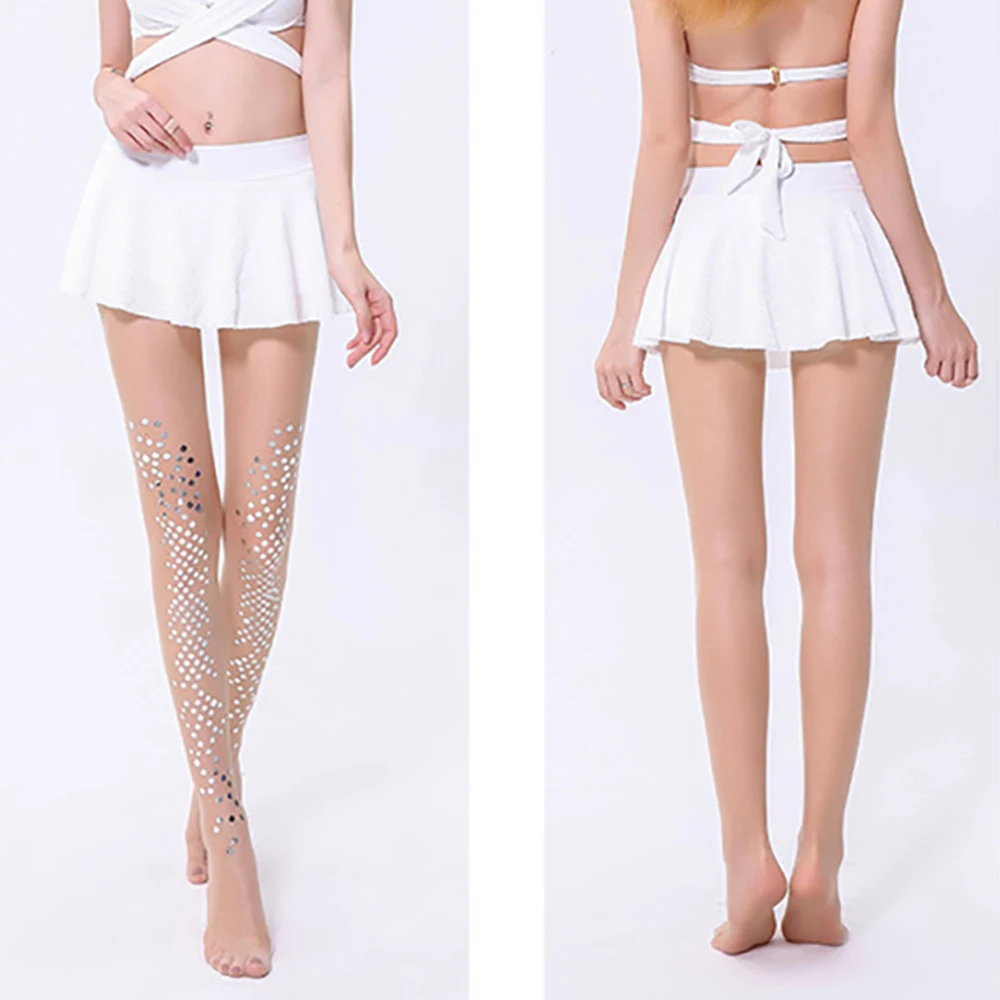 Женские блестящие колготки чулочно носочные изделия с имитацией татуировки