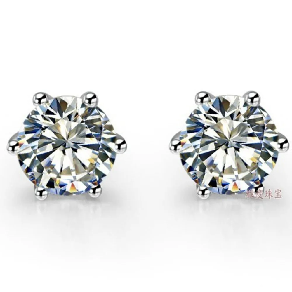 

0.5 CT/ Pieces Round Brilliant Cut Test As Real Moissanite Wedding Stud Earrings Solid 18K White Gold Last Forever Earrings