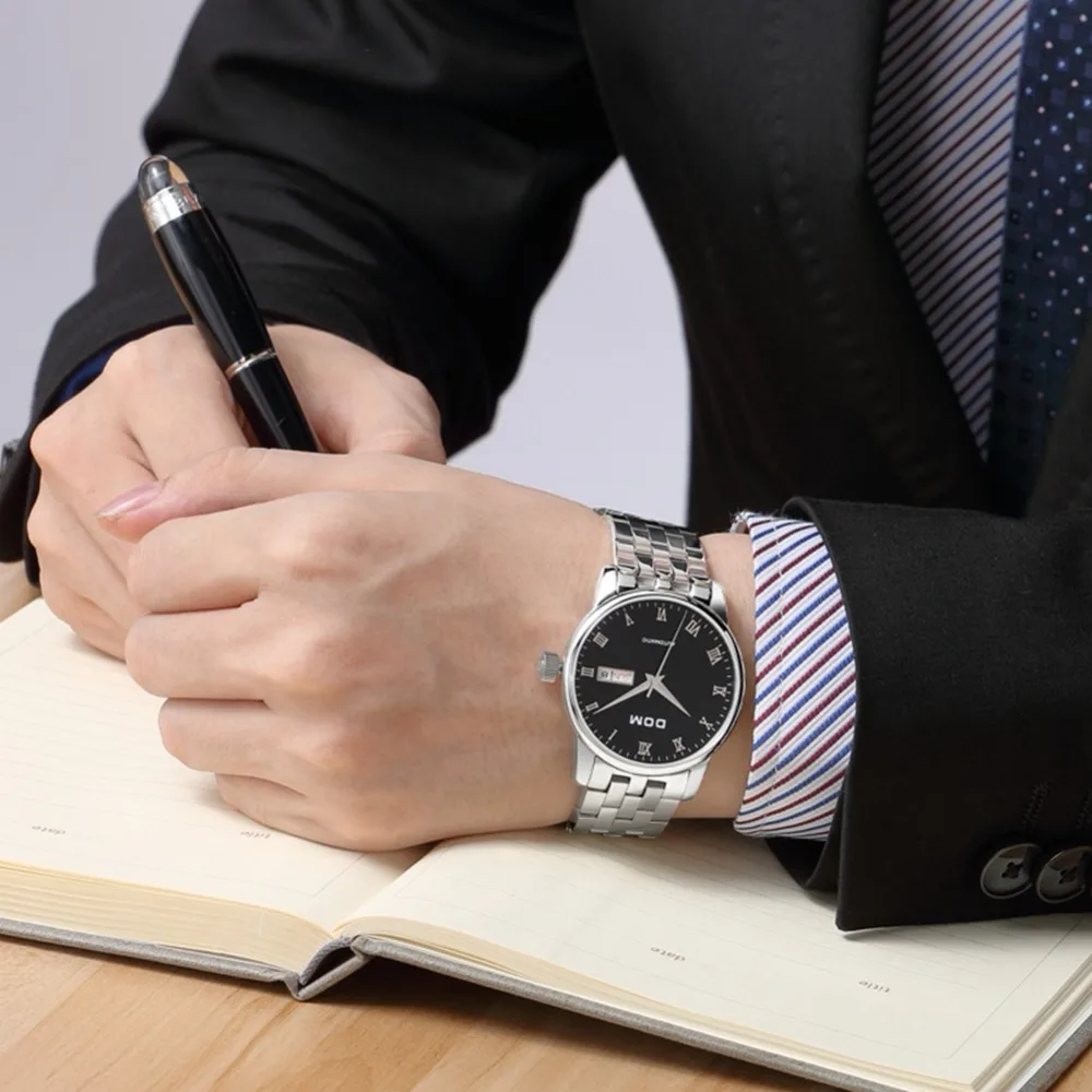 Мужские часы DOM механические наручные из нержавеющей стали топ бренд Роскошные