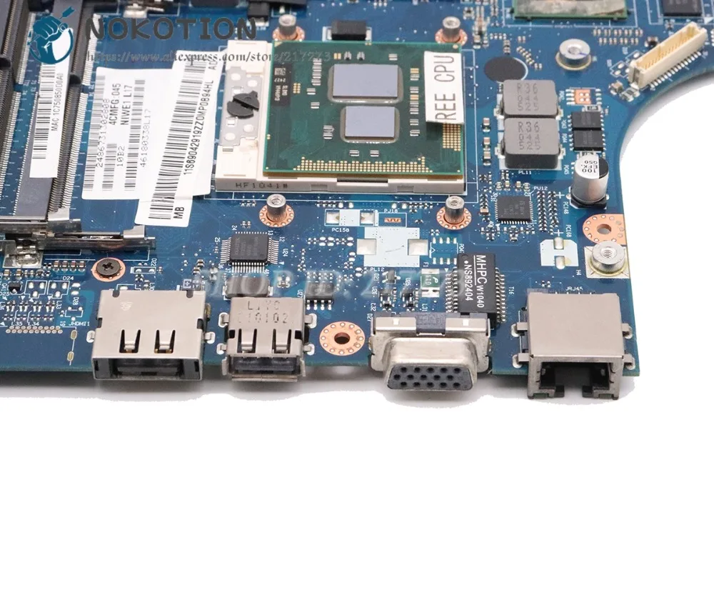NOKOTION для lenovo G460 Z460 Материнская плата ноутбука HM55 DDR3 HD4500 Процессор NIWE1 LA-5751P основная плата