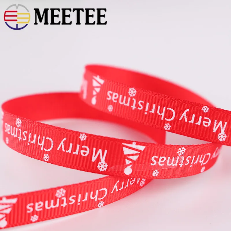 Meetee 25 ярдов 1 см Рождественская лента из поплина красный зеленый двойная с